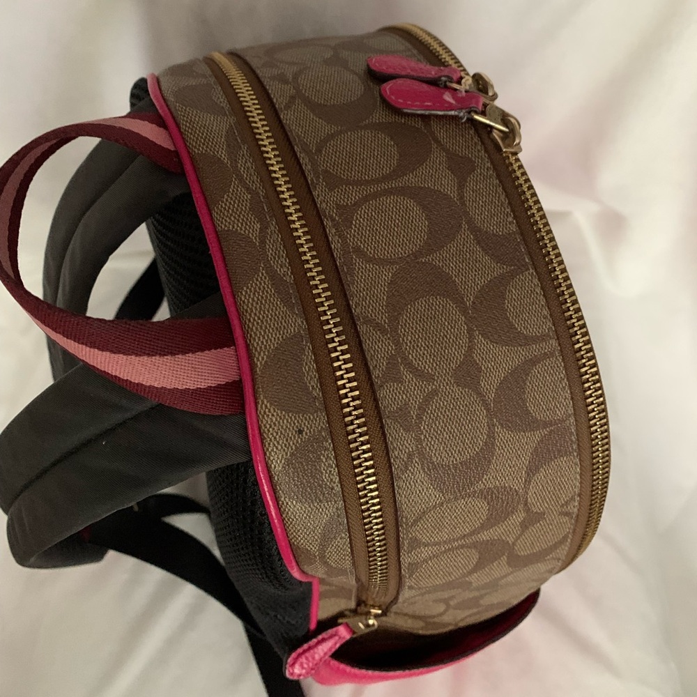 Coach Signature Brown and Pink Backpack - Picture 3 of 8